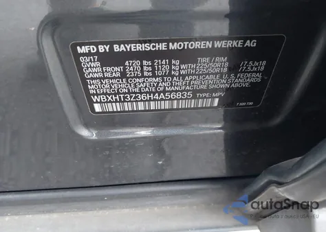 2017 BMW X1 xDrive28I из США, поврежденный, VIN WBXHT3Z36H4A56835